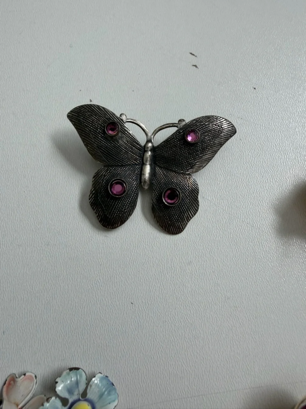 Vintage Y2K Brooches Flower Butterfly Rose Gems Silver Gold Pink Purple Set 6